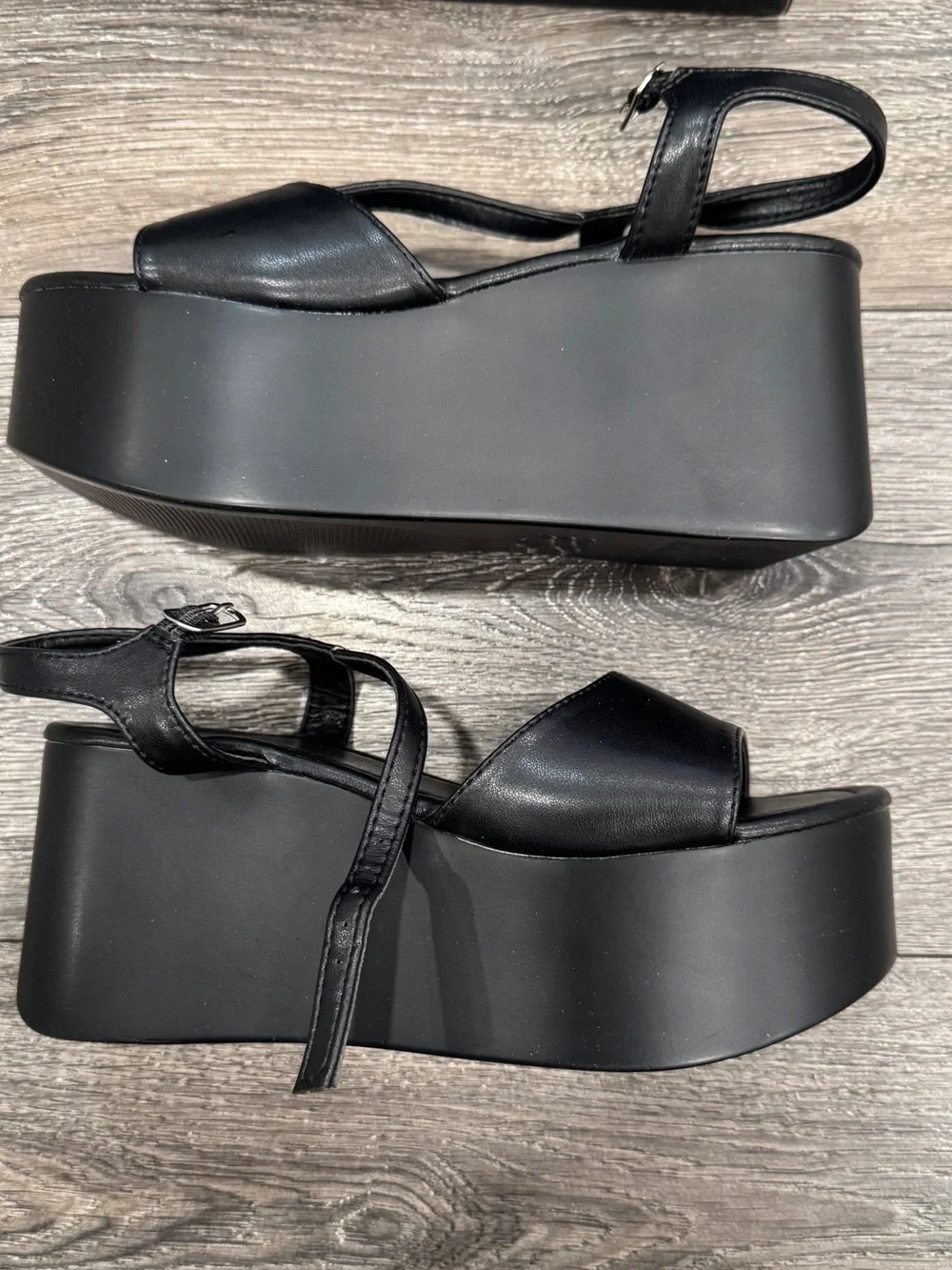 Bonnibel Black Platform Sandals with Ankle Strap
